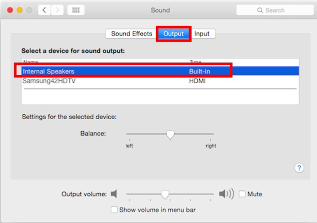 nu mai merge sunetul la laptop cum sa repari daca ai un laptop macbook - System preferances Output internal speakers