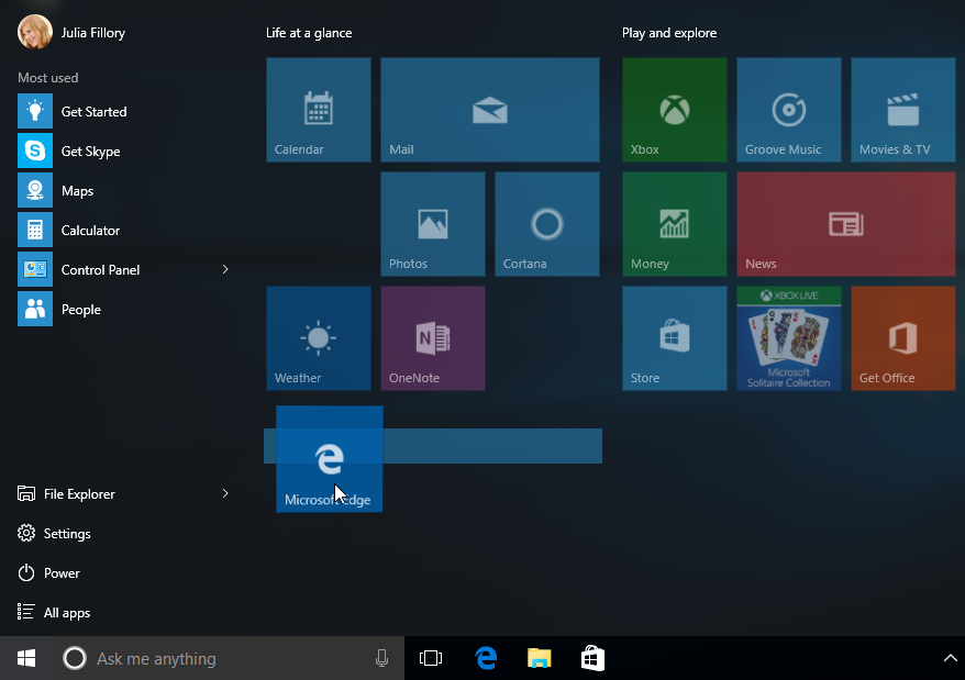 Personalizarea meniului de Start in Windows 10