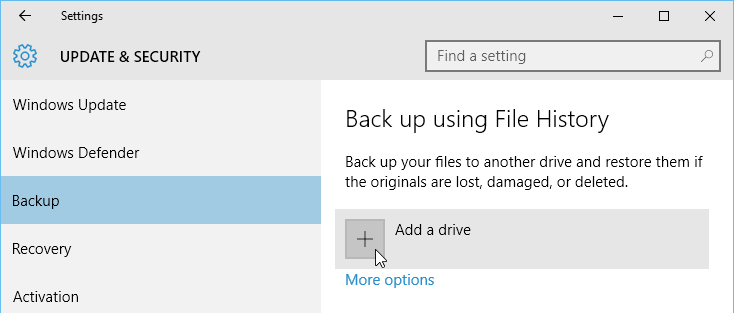 Update, Backup si recuperare de date in Windows 10