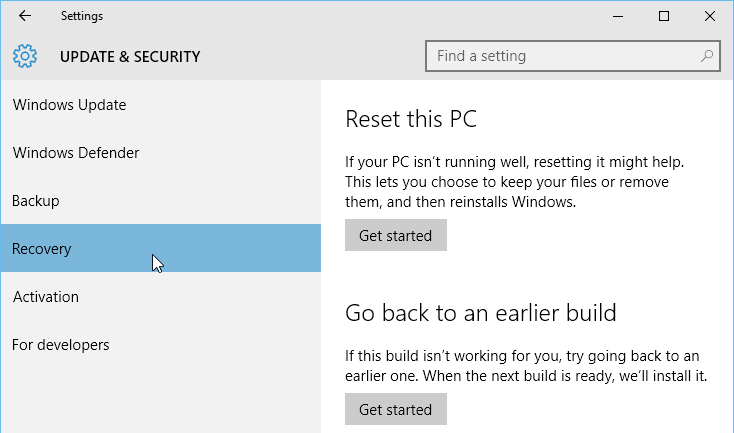 Update, Backup si recuperare de date in Windows 10