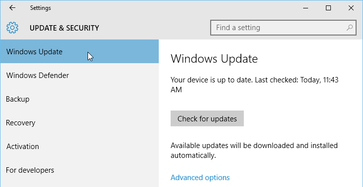 Update, Backup si recuperare de date in Windows 10
