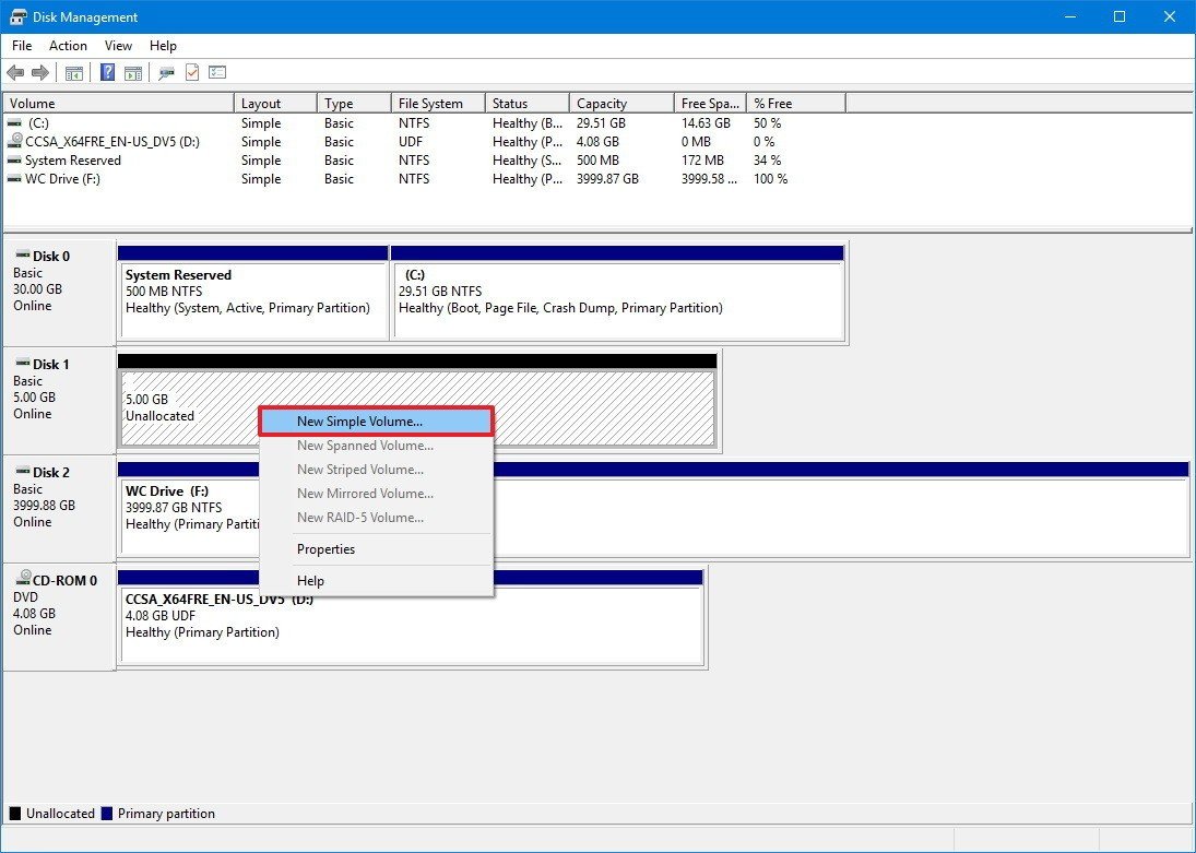 Cum sa creati si sa formatati o noua partitie folosind Disk Management