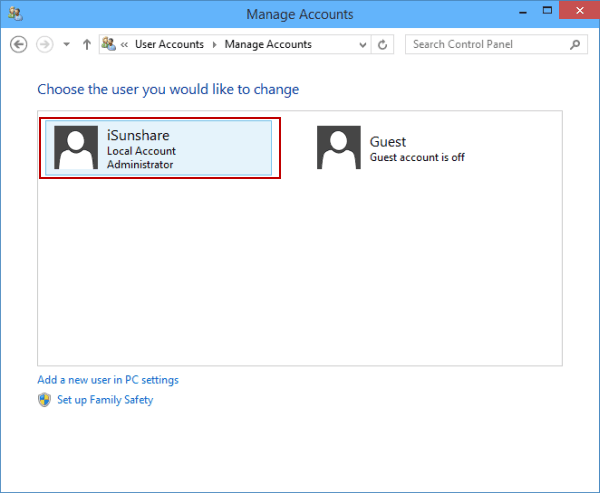 Manage Accounts