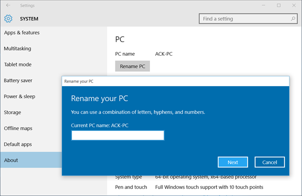 Cum schimbati denumirea calculatorului in Windows 10?