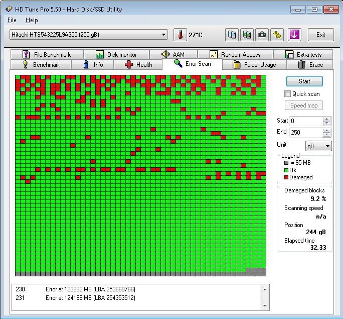 Hard disk cu bad-uri