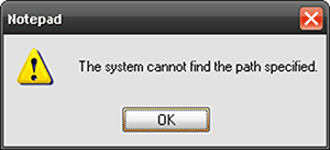 The system cannot find the path specified