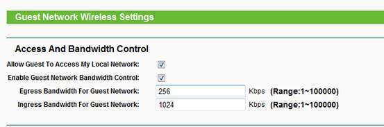 Guest Network Wireless Settings