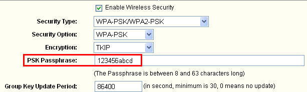 Security type WPA