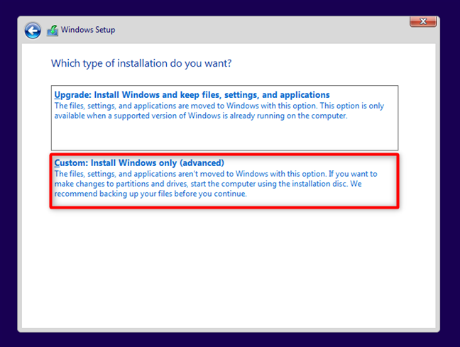 Custom Install Windows 10