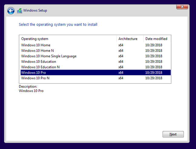 Selecteaza versiunea Windows