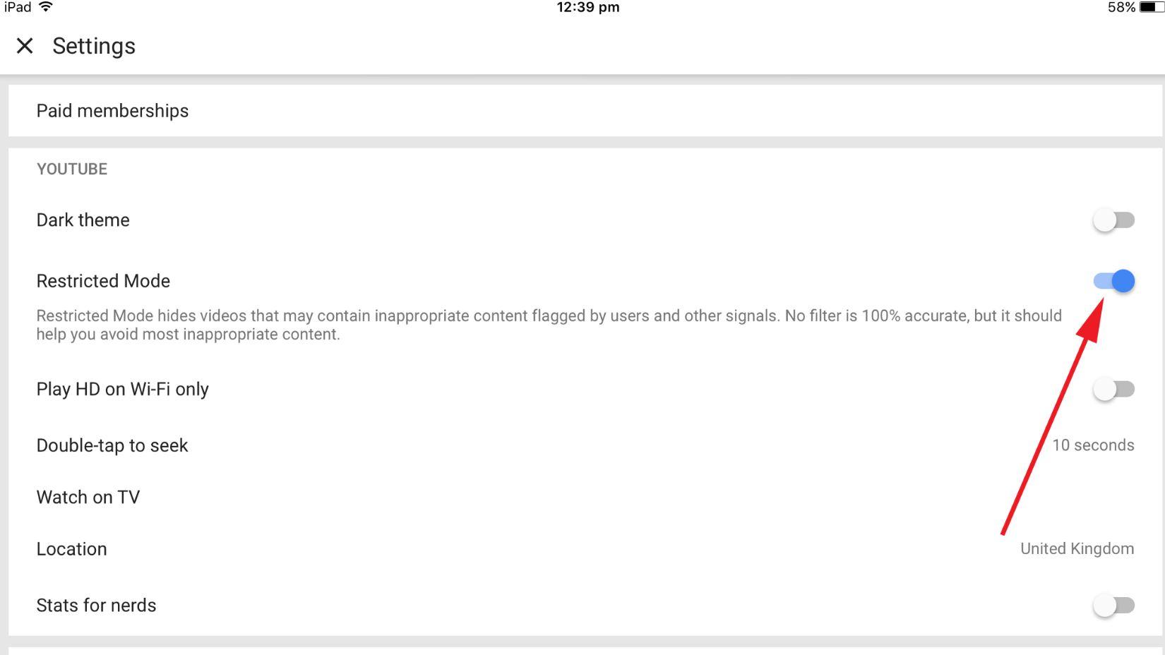Restricted Mode YouTube