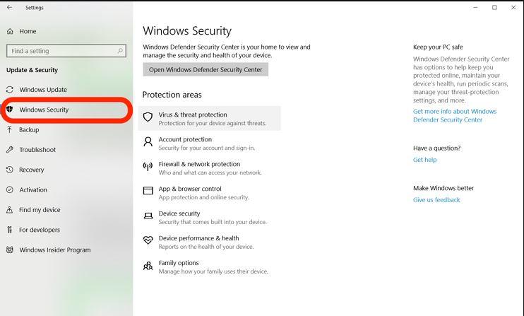 Dezactivati Windows Defender utilizând Centrul de securitate
