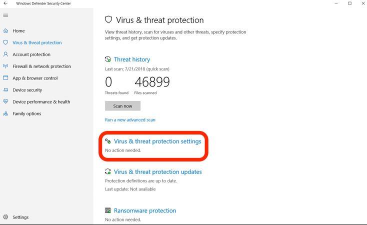 Dezactivati Windows Defender utilizând Centrul de securitate