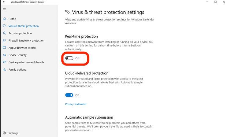 Dezactivati Windows Defender utilizând Centrul de securitate