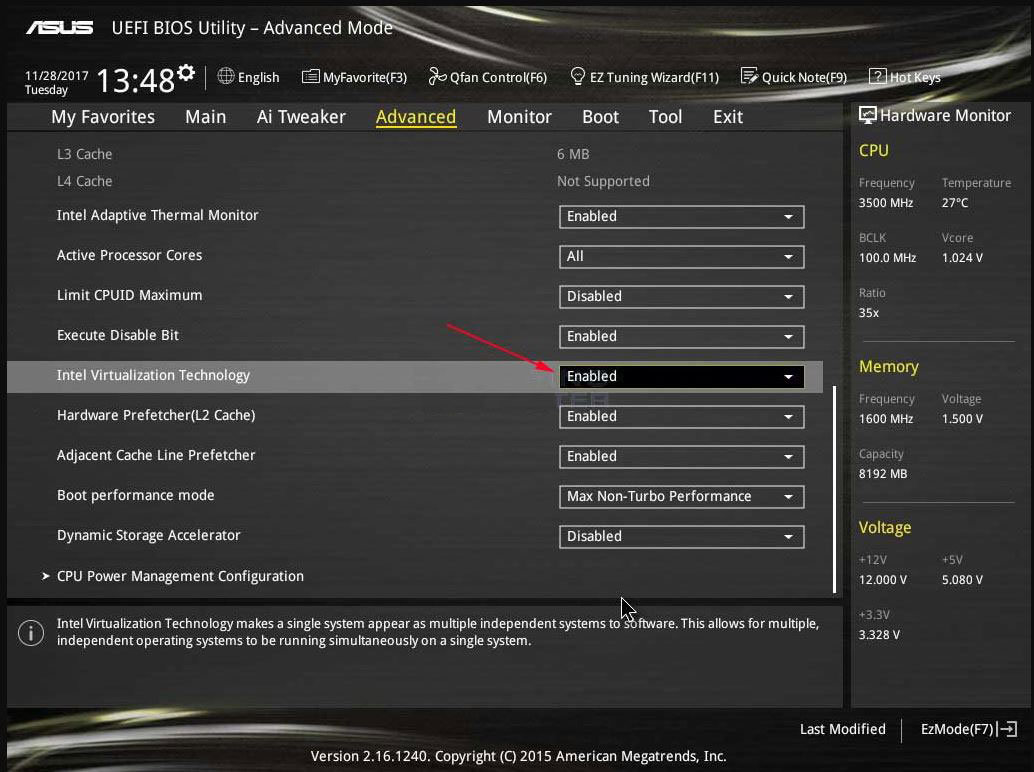 Cum activam virtualizarea procesorului (VT-x) in BIOS