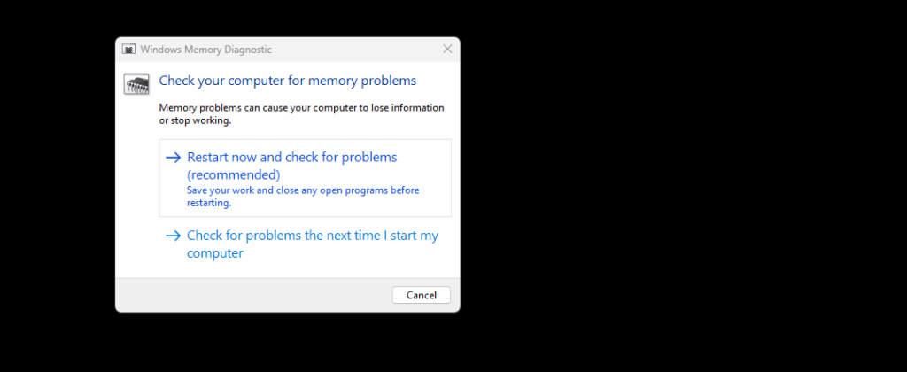 Windows memory Diagnostic