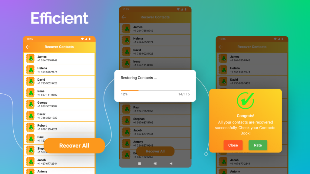 recuperare contacte sterse de pe un telefon Android folosind o aplicatie pentru recuperare contacte sterse