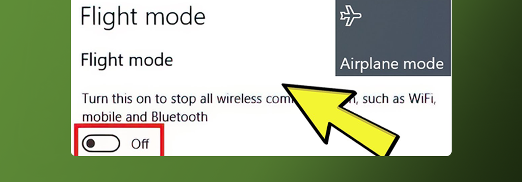 3. Verifică modul Avion și adaptorul Wi-Fi daca ai wifi fara internet