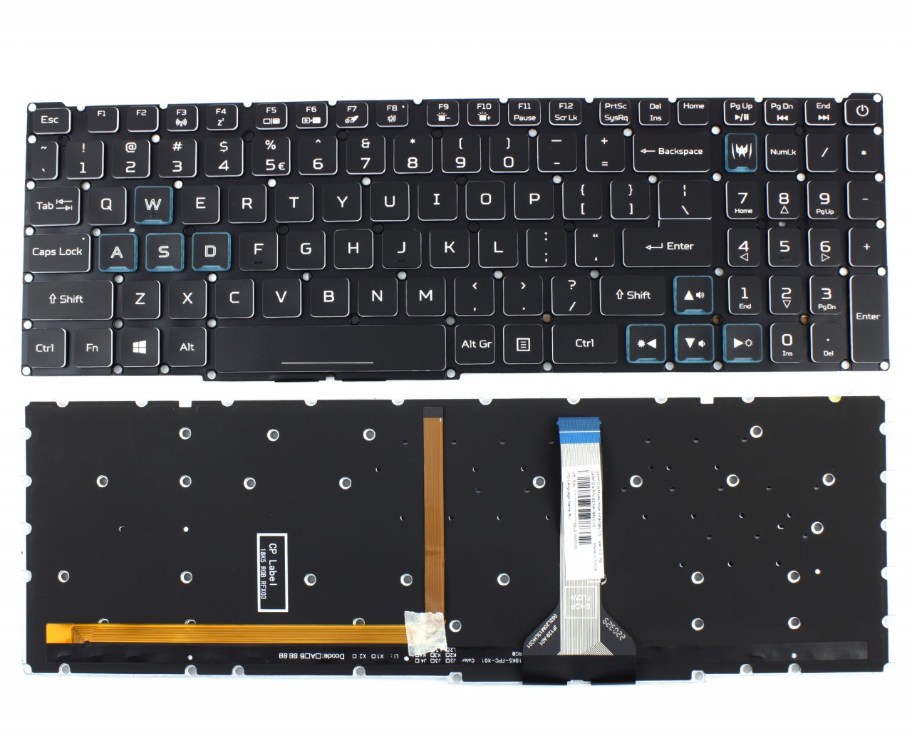 Tastatura laptop cu iluminare fata si spate cum arata conectorul de iluminare