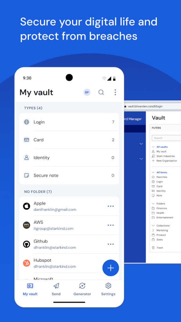 Bitwarden - manager de parole
