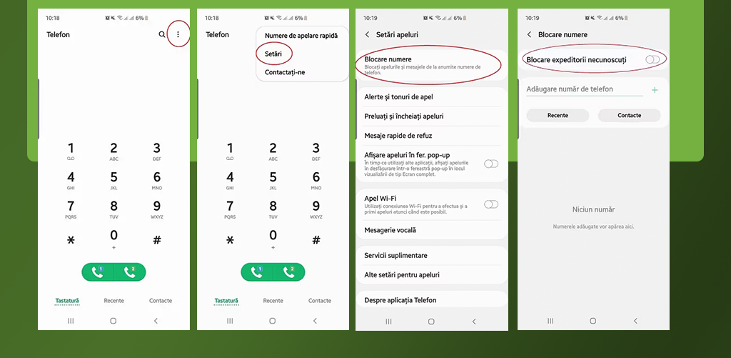 Blocarea apelurilor necunoscute pe Samsung