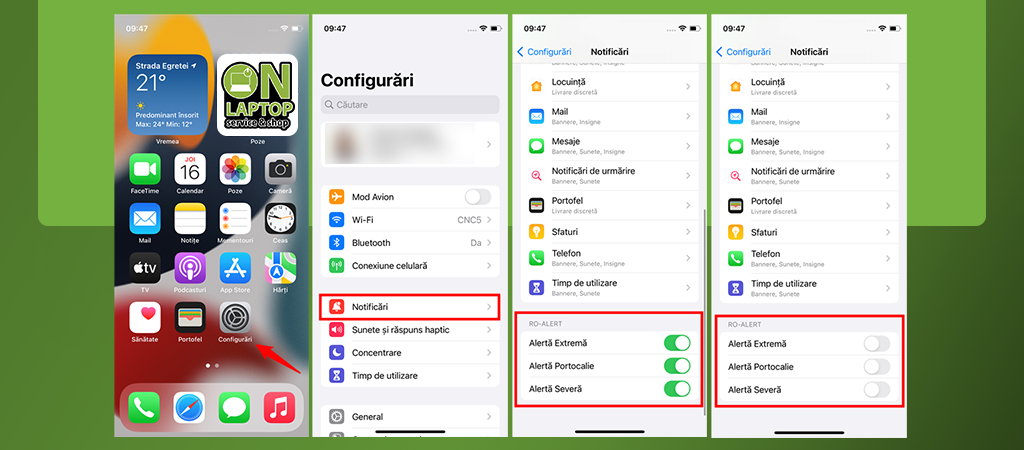 Pași pentru dezactivare RO-Alert iPhone , cum dezactivezi ro-alert pe iPhone, dezactivare ro-alert