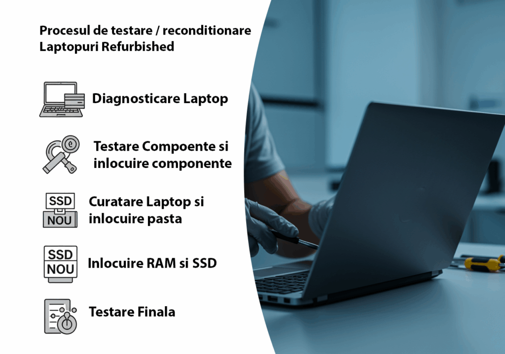 Procesul de reconditionare a unui laptop refurbished si verificarea acestuia