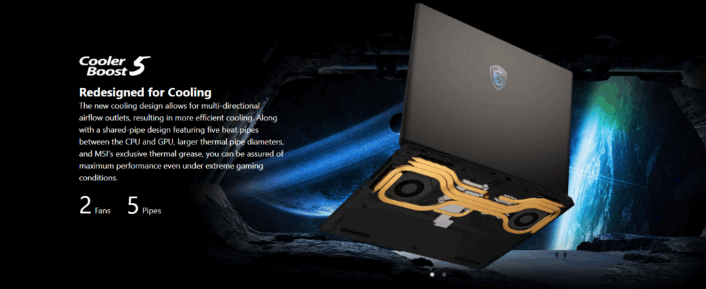 MSI Crosshair A17 HX vine cu un sistem de răcire dual fan cu multiple heatpipe-uri
