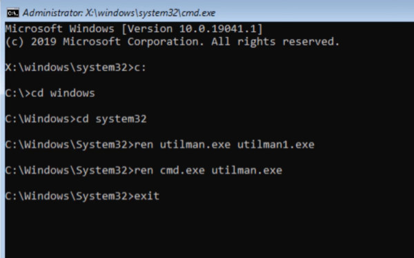 Resetare parolă Windows 10 din CMD 