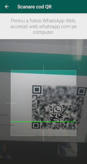 Scanare cod QR whatsapp pentru conectare whatsapp pe laptop