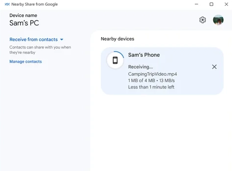 Transfer poze telefon pe laptop cu NearbyShare