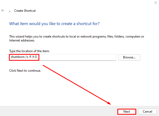 comanda pentru inchidere laptop din tastatura cu shortcut shutdown shutdown /s /t 0