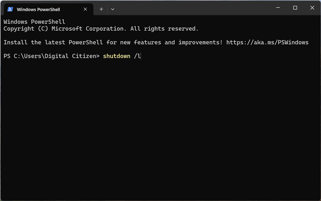 3. Folosește comanda rapidă din CMD sau PowerShell / Run pentru deconectarea contului