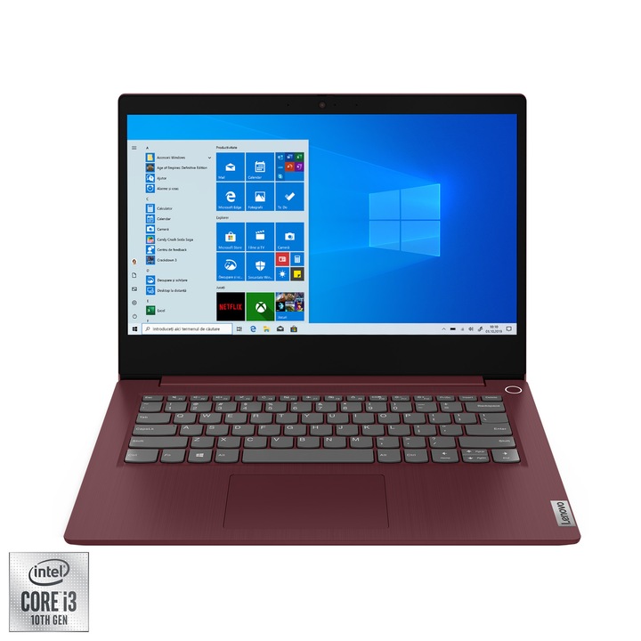Laptop Ultraportabil Lenovo Ideapad 3 14iil05 I3-1005g1 Pana La 3.40 Ghz 14" Full Hd 12gb 256gb Ssd Intel Uhd Graphics cherry red Genuine Rf