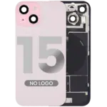 Capac Spate Sticla iPhone 15 Aftermarket (No Logo) (Pink) - imagine 2