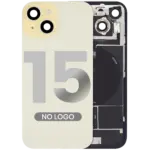 Capac Spate Sticla iPhone 15 Aftermarket (No Logo) (Yellow) - imagine 2