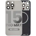 Capac Spate Sticla iPhone 15 Pro Max OEM (No Logo) (Titanium Natural) - imagine 4