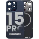 Capac Spate Sticla iPhone 15 Pro OEM (No Logo) (Blue Titanium) - imagine 4