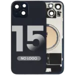 Capac Spate Sticla iPhone 15 OEM (No Logo) (Black) - imagine 4