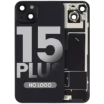 Capac Spate Sticla iPhone 15 Plus OEM (No Logo) (Black) - imagine 4