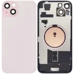 Capac Spate Sticla iPhone 15 Plus Aftermarket (No Logo) (Pink)