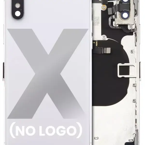 Capac Spate Sticla iPhone X AMPlus (No Logo) (Silver)