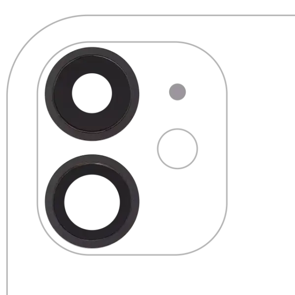 Lentila Camera Spate Cu Suport Si Rama iPhone 11 ( 2 Piece) Premium (Black)