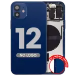 Capac Spate Sticla iPhone 12 AMPlus (No Logo) (Blue)