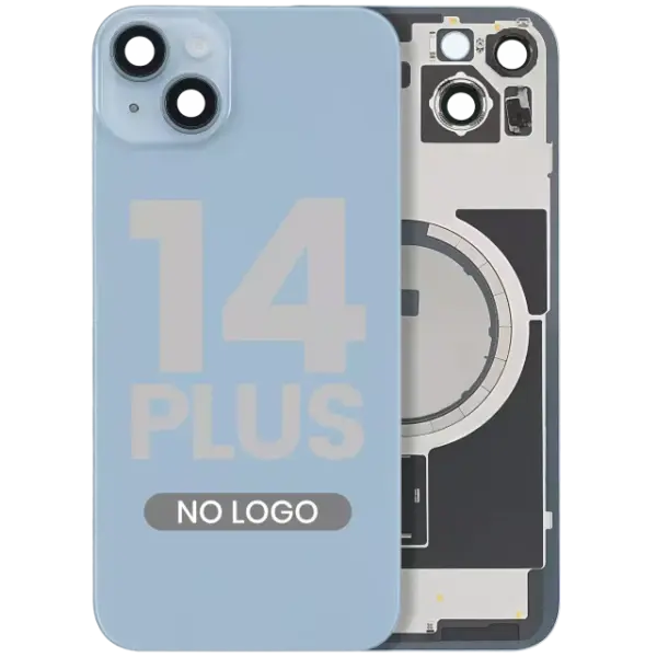 Capac Spate Sticla iPhone 14 Plus Aftermarket (No Logo) (Blue)