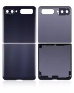 Geam capac spate superior / inferior cu lentila camera Samsung Galaxy Z Flip 4G (F700) / Z Flip 5G (F707) AMPlus (Mirror Black) - imagine 2