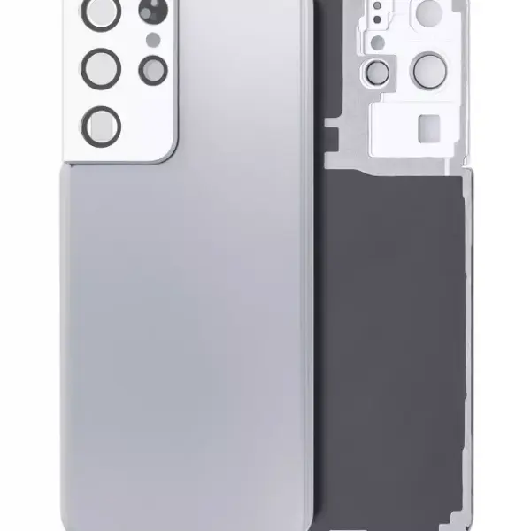 Capac Spate Sticla Samsung Galaxy S21 Ultra AMPlus (No Logo) (Phantom Silver)