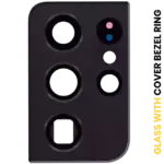 Lentila Camera Spate Cu Inel Rama Si Capac De Protectie Telefon Samsung Galaxy S21 Ultra 5G (Phantom Black)