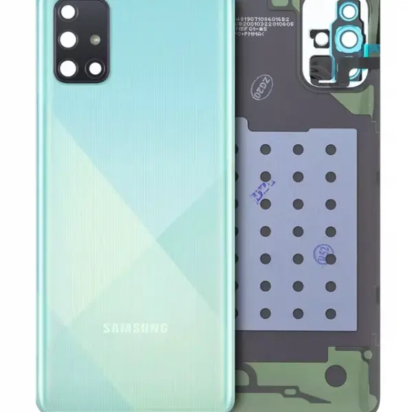 Capac Sticla Spate Cu Lentila Camera Samsung Galaxy A71 (A715 / 2020) Service Pack (Prism Crush Blue)