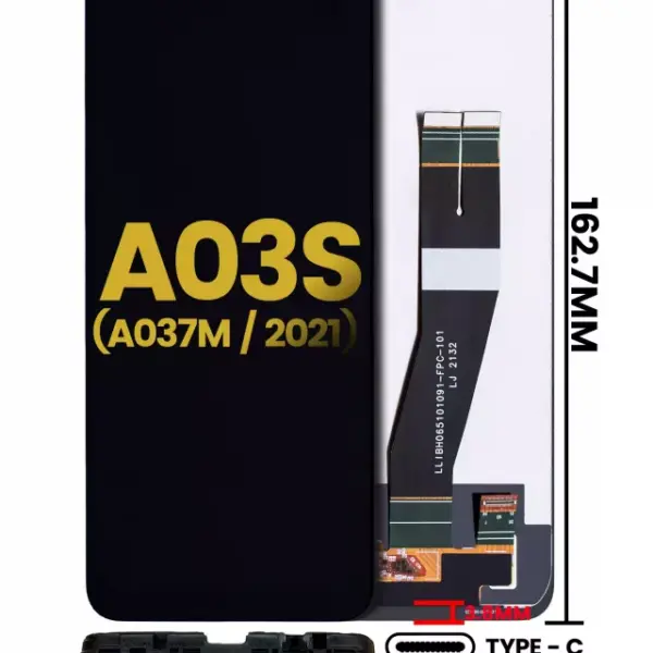 Ansamblu Display Samsung Galaxy A03s (A037F / A037G / 2021) (Single Sim) (Rama Type C) Refurbished (Fara Rama)